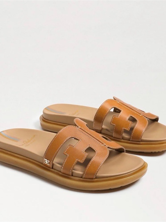 Sam Edelman Shoes - Sam Edelman Cognac Cutout Leather Slide Sandals